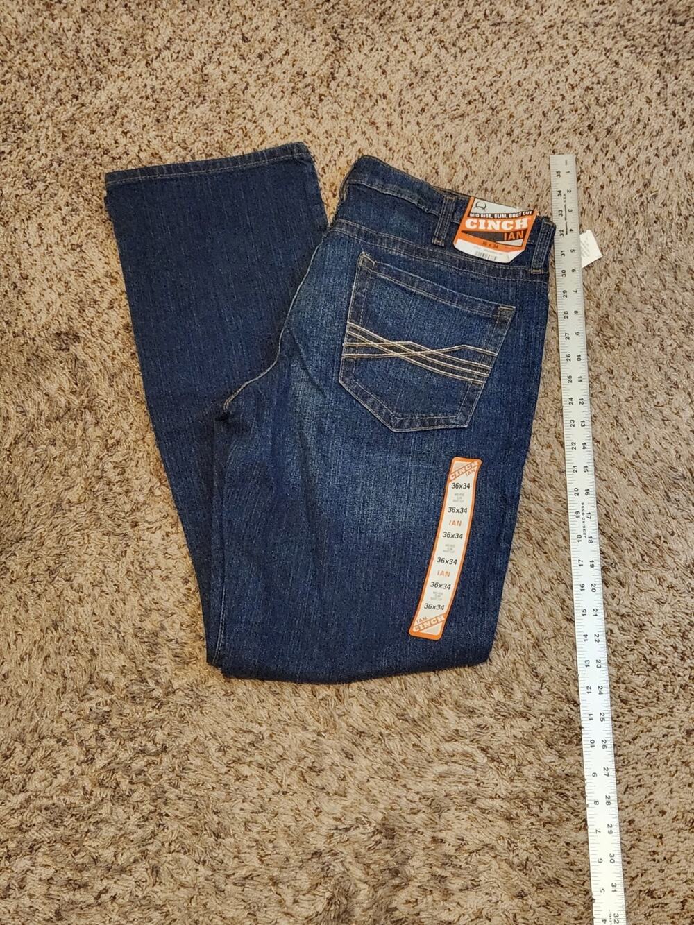 Cinch Ian Jeans Men's 36x34 Blue Bootcut Slim Cowboy Ranch Western Wear